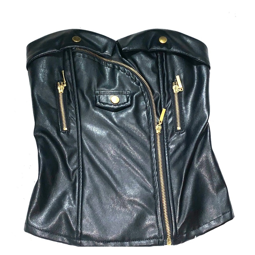 Faux Leather Crop Top Sz Med “WORN ONCE”